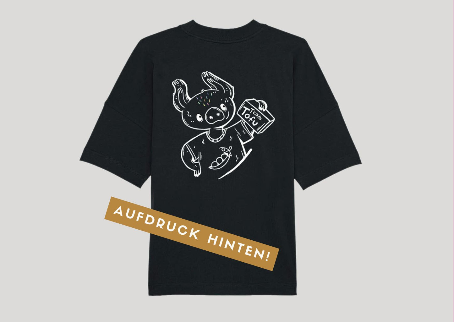 T-Shirt schwarz Unisex Oversize "Team Tofu"