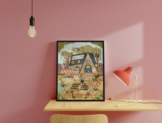 veganes Kinderposter eingerahmt